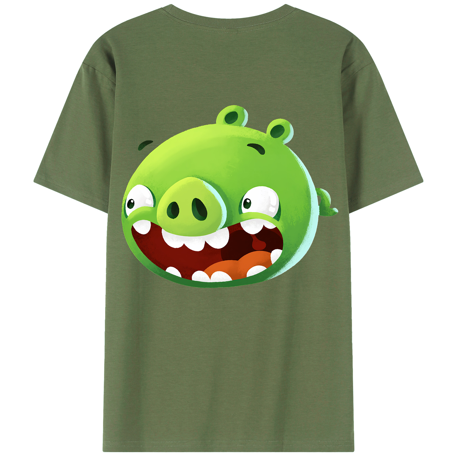 （画像用） Angry Birds アングリーバード 綿100％ メンズ半袖Tシャツ（バックプリント） 通気性